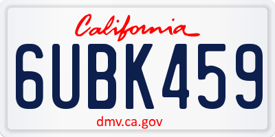 CA license plate 6UBK459