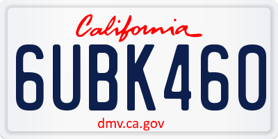 CA license plate 6UBK460