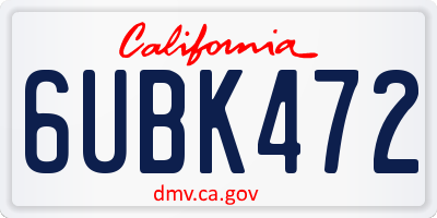 CA license plate 6UBK472