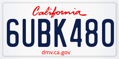 CA license plate 6UBK480