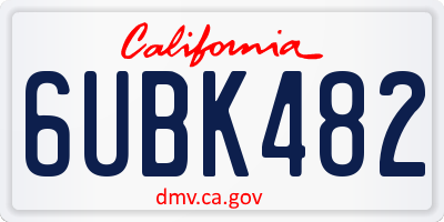 CA license plate 6UBK482