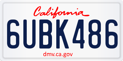 CA license plate 6UBK486