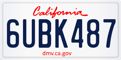 CA license plate 6UBK487