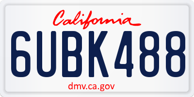 CA license plate 6UBK488