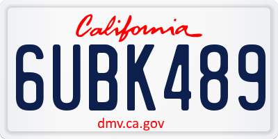 CA license plate 6UBK489
