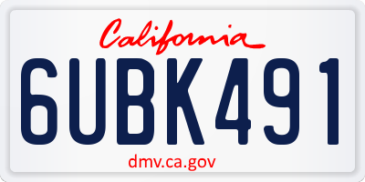 CA license plate 6UBK491