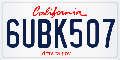 CA license plate 6UBK507