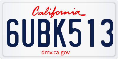 CA license plate 6UBK513