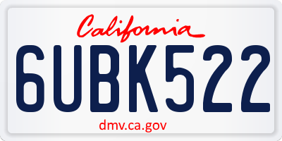 CA license plate 6UBK522