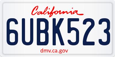 CA license plate 6UBK523
