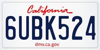 CA license plate 6UBK524