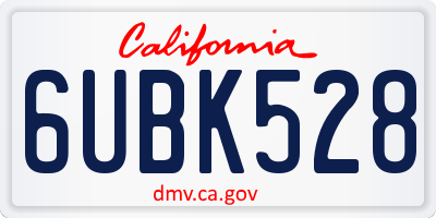 CA license plate 6UBK528