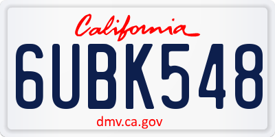 CA license plate 6UBK548