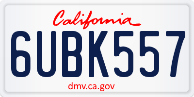 CA license plate 6UBK557