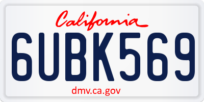 CA license plate 6UBK569