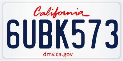 CA license plate 6UBK573
