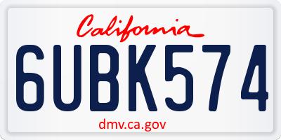 CA license plate 6UBK574
