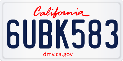 CA license plate 6UBK583