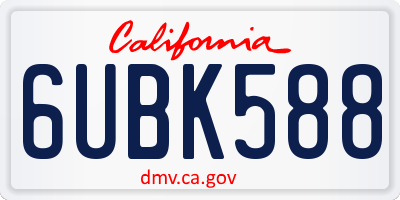 CA license plate 6UBK588