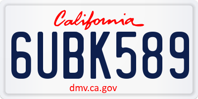 CA license plate 6UBK589