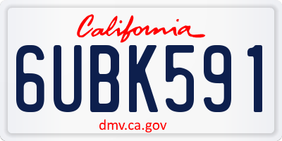 CA license plate 6UBK591