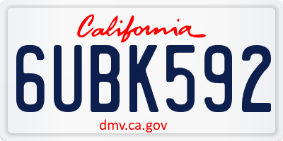 CA license plate 6UBK592