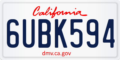 CA license plate 6UBK594