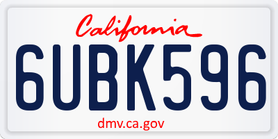 CA license plate 6UBK596