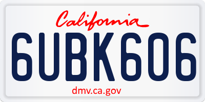 CA license plate 6UBK606