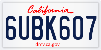 CA license plate 6UBK607