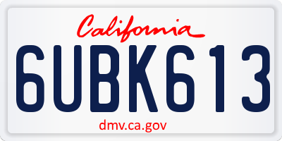 CA license plate 6UBK613
