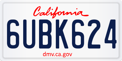 CA license plate 6UBK624