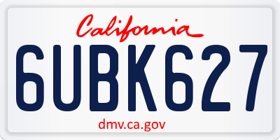 CA license plate 6UBK627