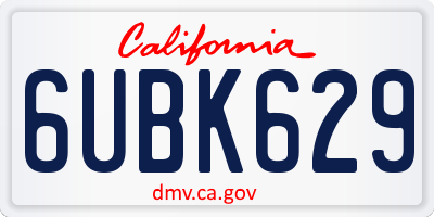 CA license plate 6UBK629