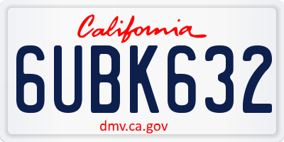 CA license plate 6UBK632