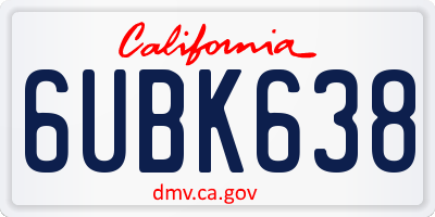 CA license plate 6UBK638