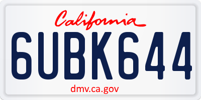 CA license plate 6UBK644