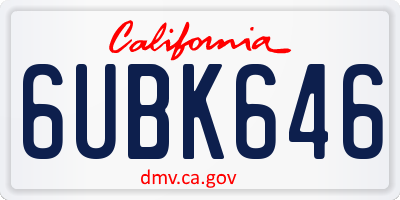 CA license plate 6UBK646