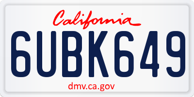 CA license plate 6UBK649