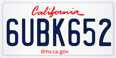 CA license plate 6UBK652