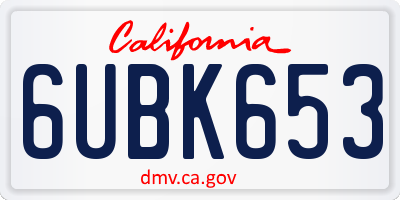CA license plate 6UBK653