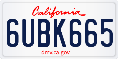 CA license plate 6UBK665