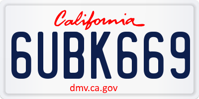CA license plate 6UBK669