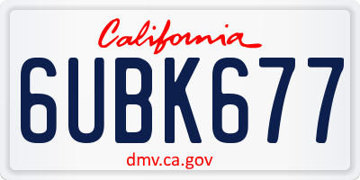 CA license plate 6UBK677