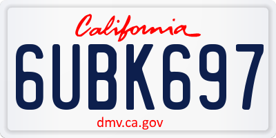 CA license plate 6UBK697