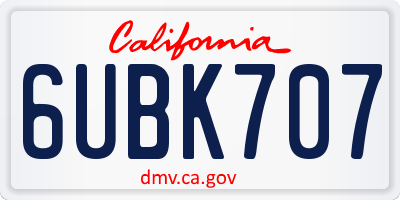 CA license plate 6UBK707