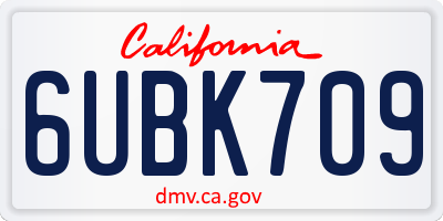 CA license plate 6UBK709