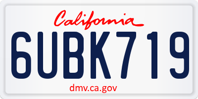 CA license plate 6UBK719
