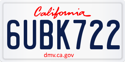 CA license plate 6UBK722