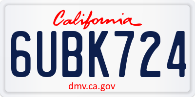CA license plate 6UBK724